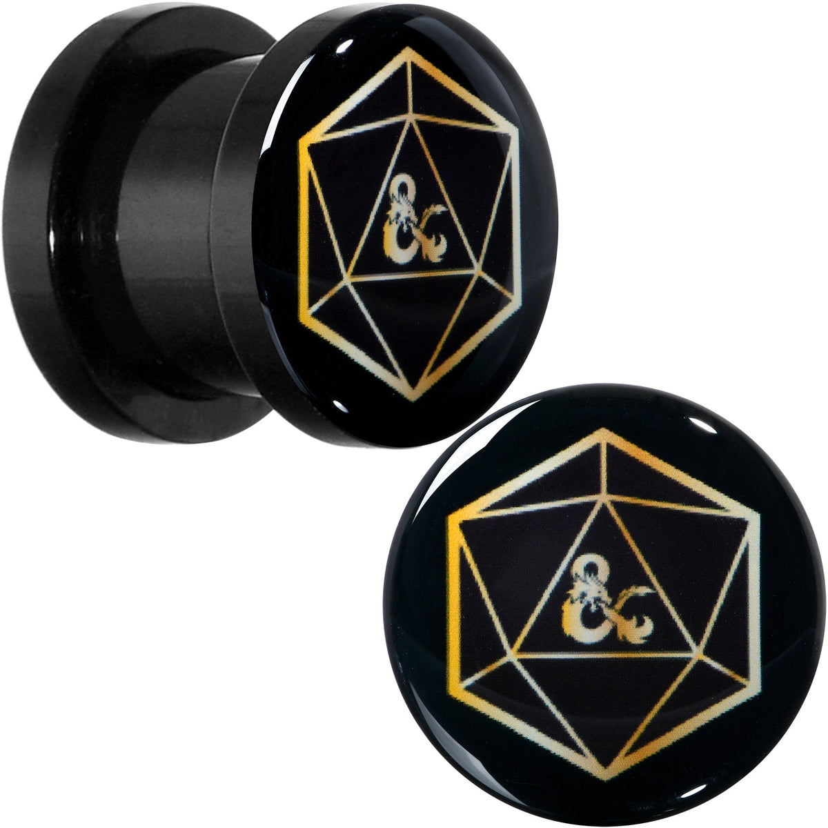 Licensed Dungeons & Dragons D20 Dice Black Screw Fit Plug Set