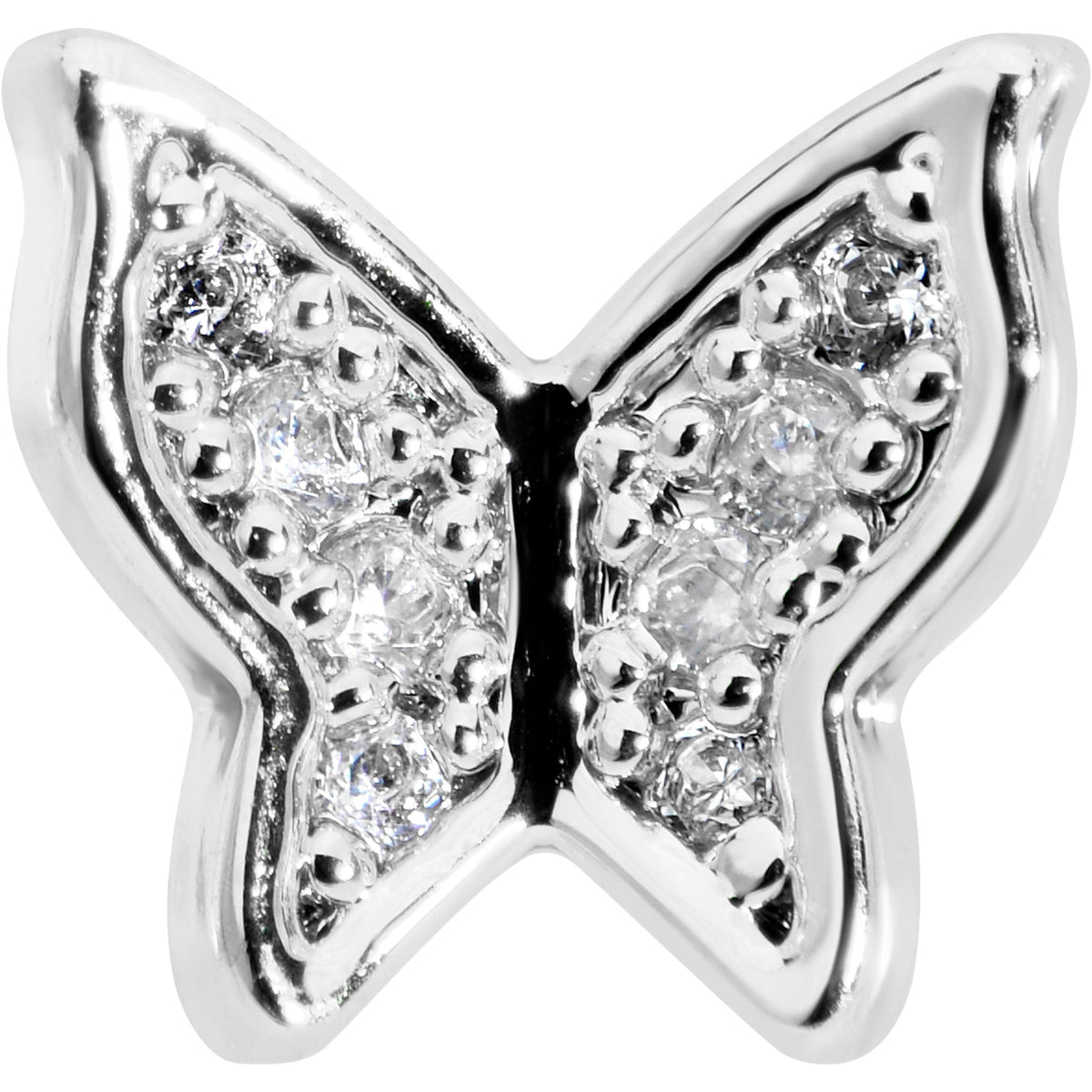 16G 5/16 Clear Gem Butterfly Internally Threaded Labret Tragus
