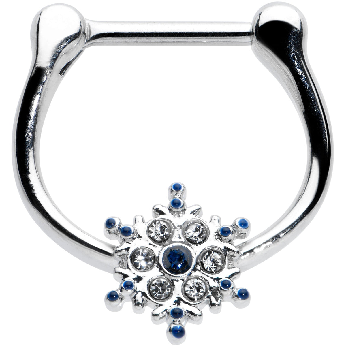 16G 5/16 Blue Gem Festive Snowflake Christmas Cartilage Clicker