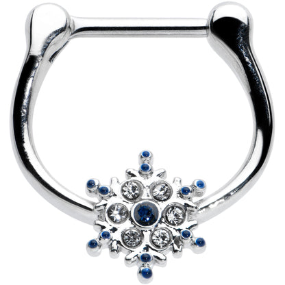 16G 5/16 Blue Gem Festive Snowflake Christmas Cartilage Clicker
