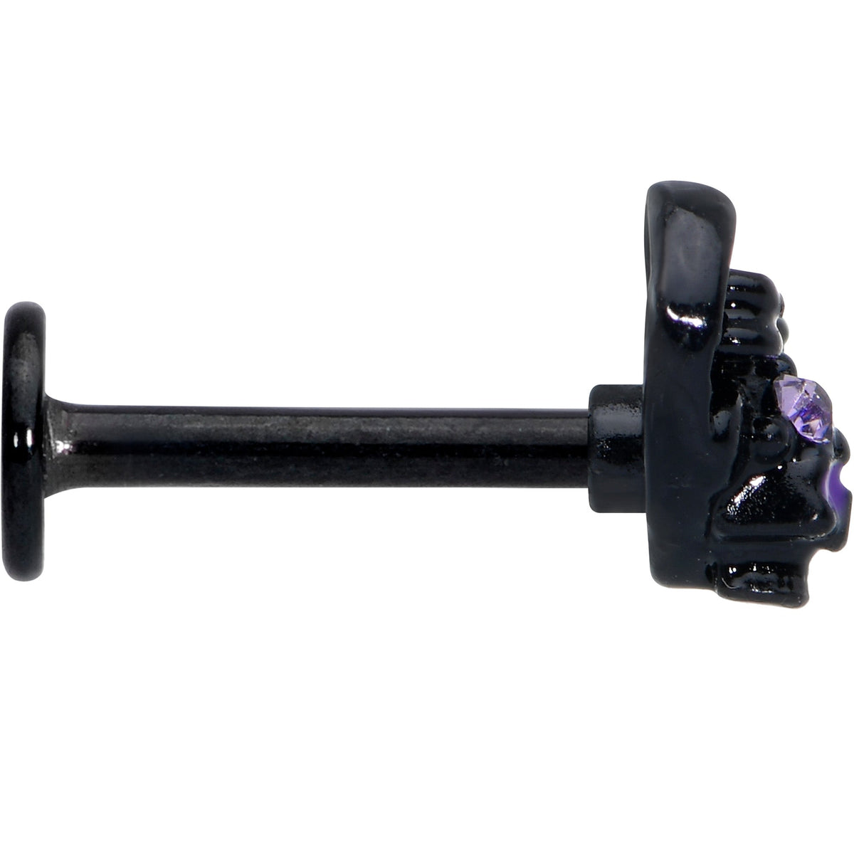 16G 5/16 Purple Gem Black Skull Heart Bow Labret Monroe Tragus