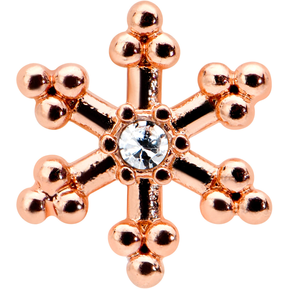 16G 5/16 Clear Gem Rose Gold Tone Snowflake Labret Monroe Tragus