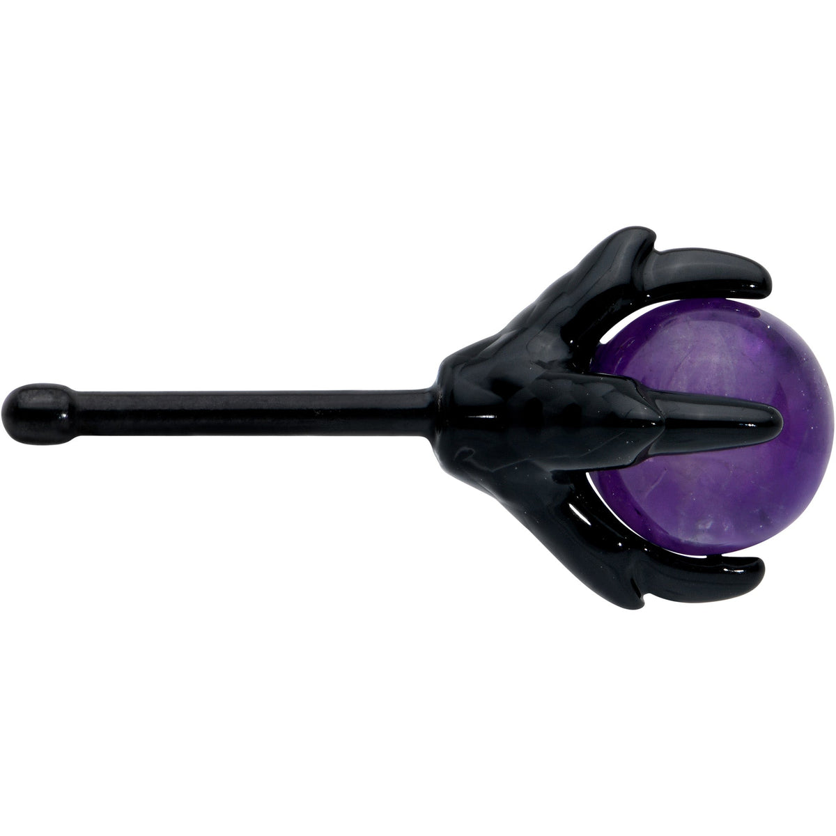 20G 1/4 Purple Synthetic Amethyst Black Claw Hand Nose Bone