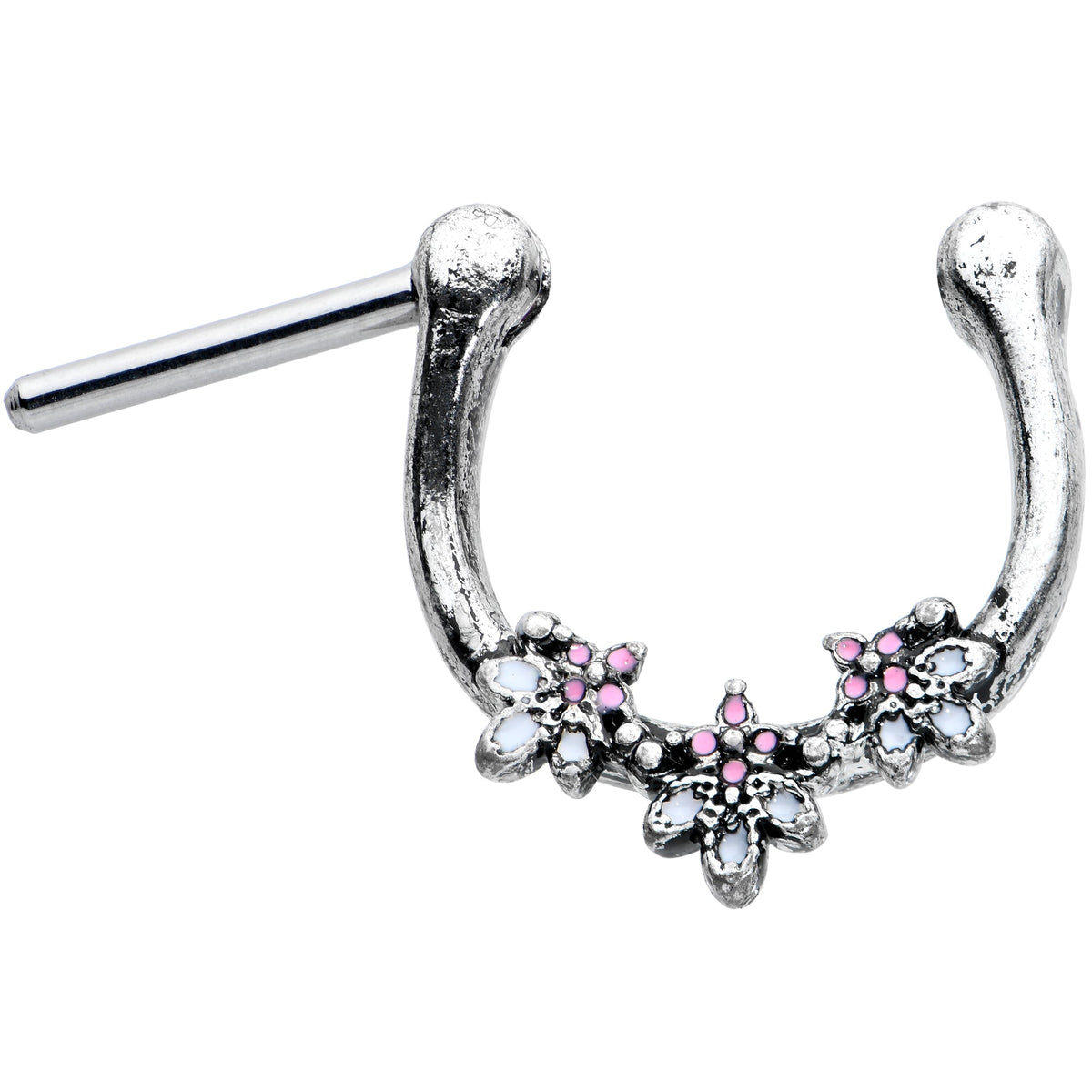 16G 5/16 Pink White Abstract Leaf Flower Cartilage Clicker