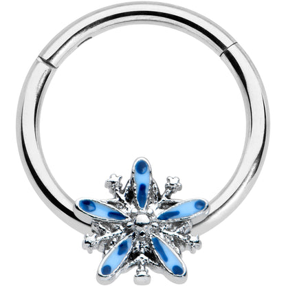 16G 3/8 Snowflake Blues Christmas Hinged Segment Ring