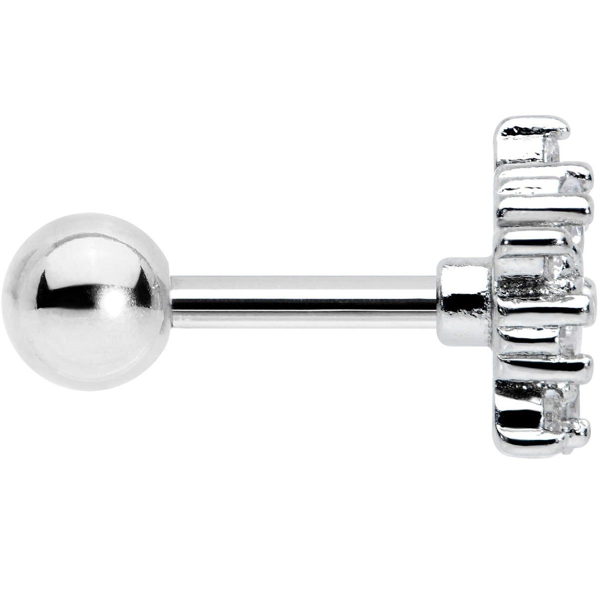 16G 1/4 Clear CZ Gem Floral Burst Cartilage Tragus Earring