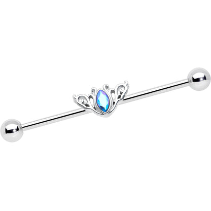 14G Aurora Gem Art Deco Style Waves Industrial Barbell 38mm