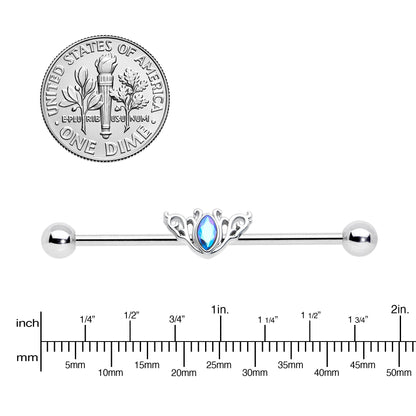 14G Aurora Gem Art Deco Style Waves Industrial Barbell 38mm