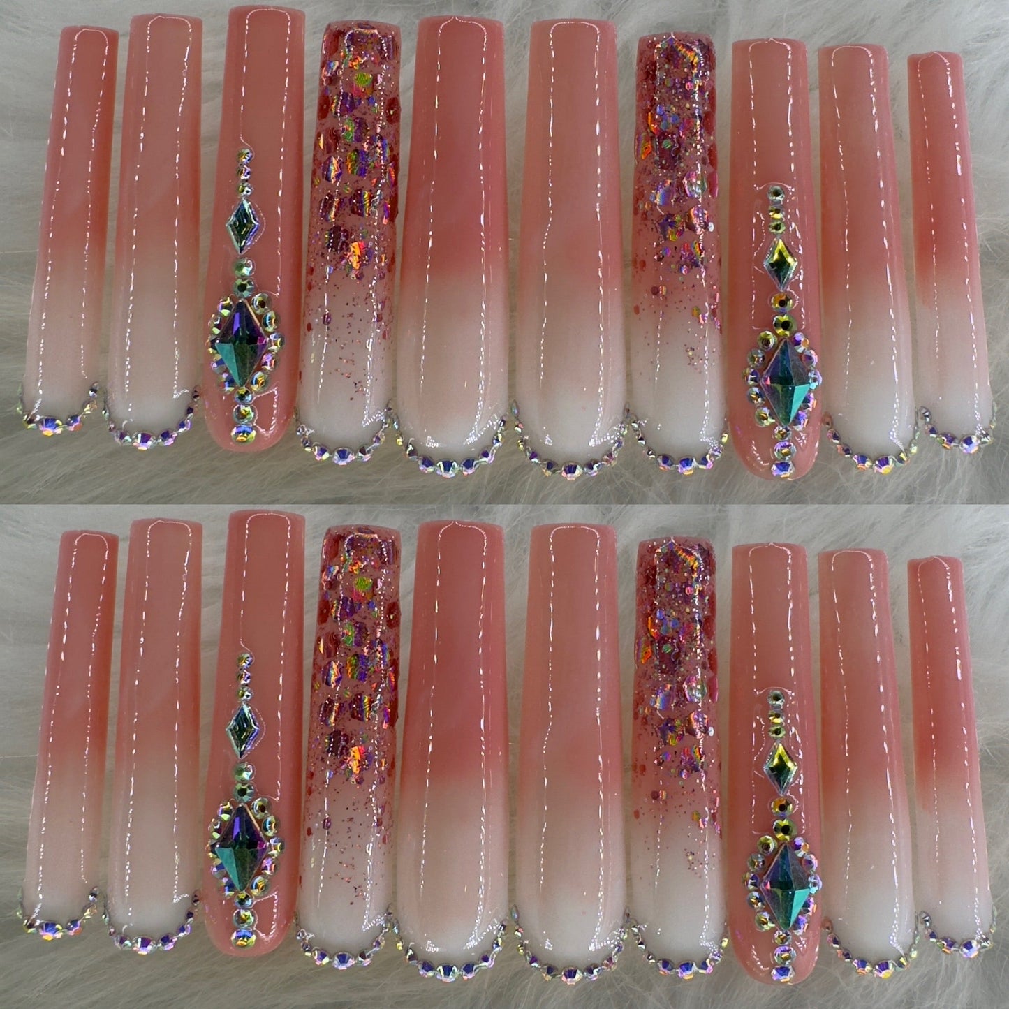 Natural tone long press on nails