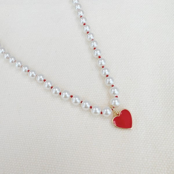 Silky Thread Heart Charm Necklace