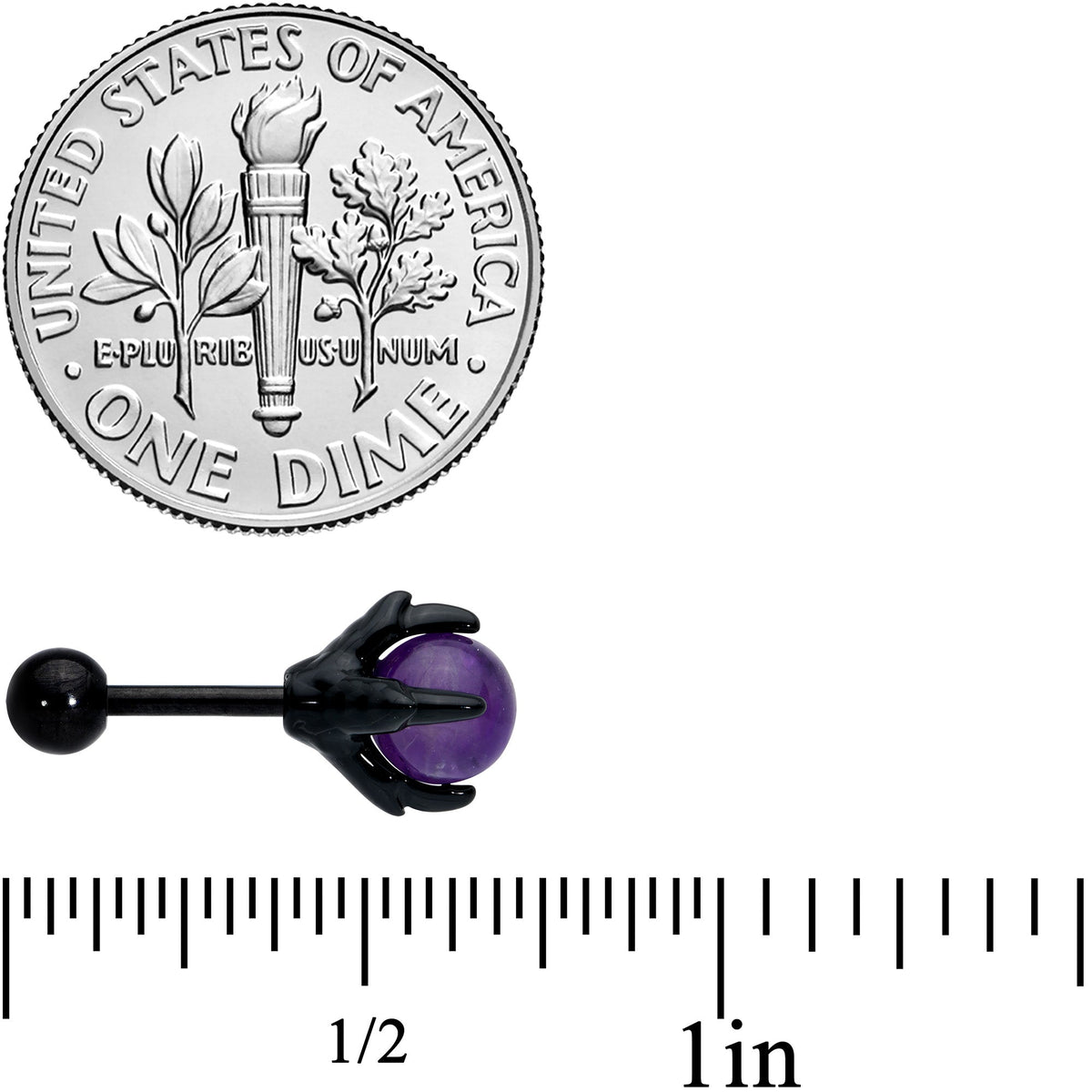 16G 1/4 Purple Amethyst Black Claw Hand Cartilage Tragus Earring
