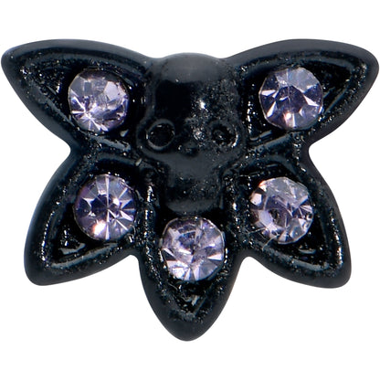 20G 1/4 Purple Gem Black Skull Blossom Nose Bone