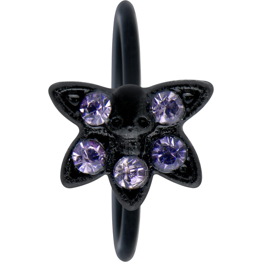 20G 5/16 Purple Gem Black Skull Blossom Nose Hoop