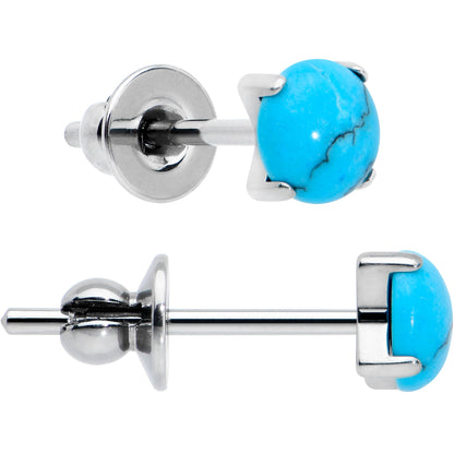 3.5mm Blue Turquoise Stone Implant Grade Titanium Stud Earrings