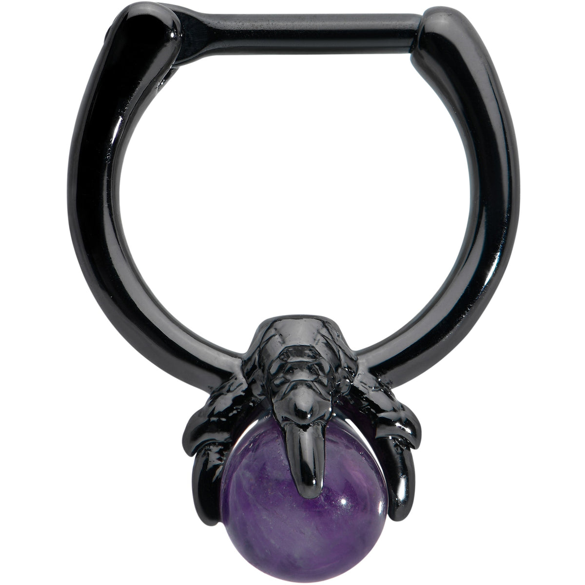 16G 5/16 Purple Amethyst Stone Black Claw Hand Cartilage Clicker