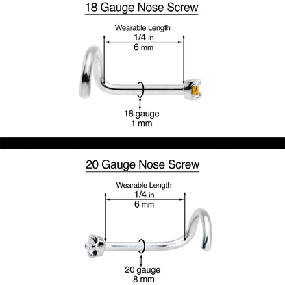 18G 1/4 White Synth Opal G23 Titanium Threadless Left Nose Screw