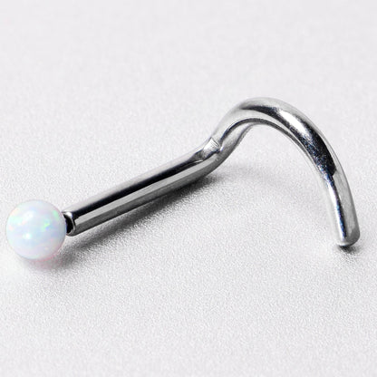 18G 1/4 White Synth Opal G23 Titanium Threadless Left Nose Screw