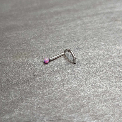 18G 1/4 Purple Synth Opal G23 Titanium Threadless Left Nose Screw