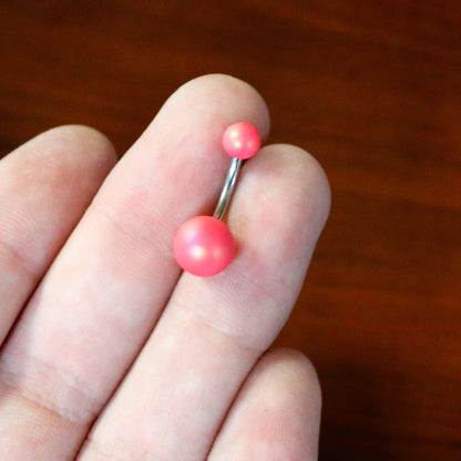 Matte Pink Aurora Ends Belly Ring