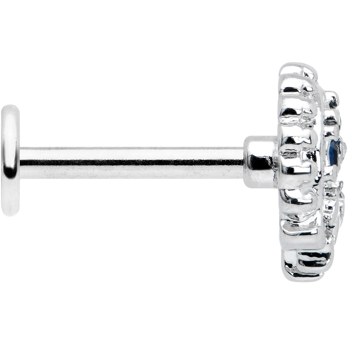 16G 5/16 Blue Clear Gem Abstract Arch Labret Monroe Tragus