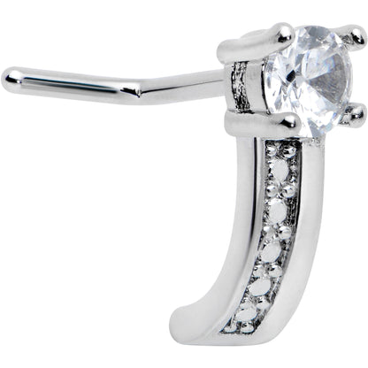 20G 1/4 Clear Gem Texture Glam Faux Hoop L Shape Nose Ring