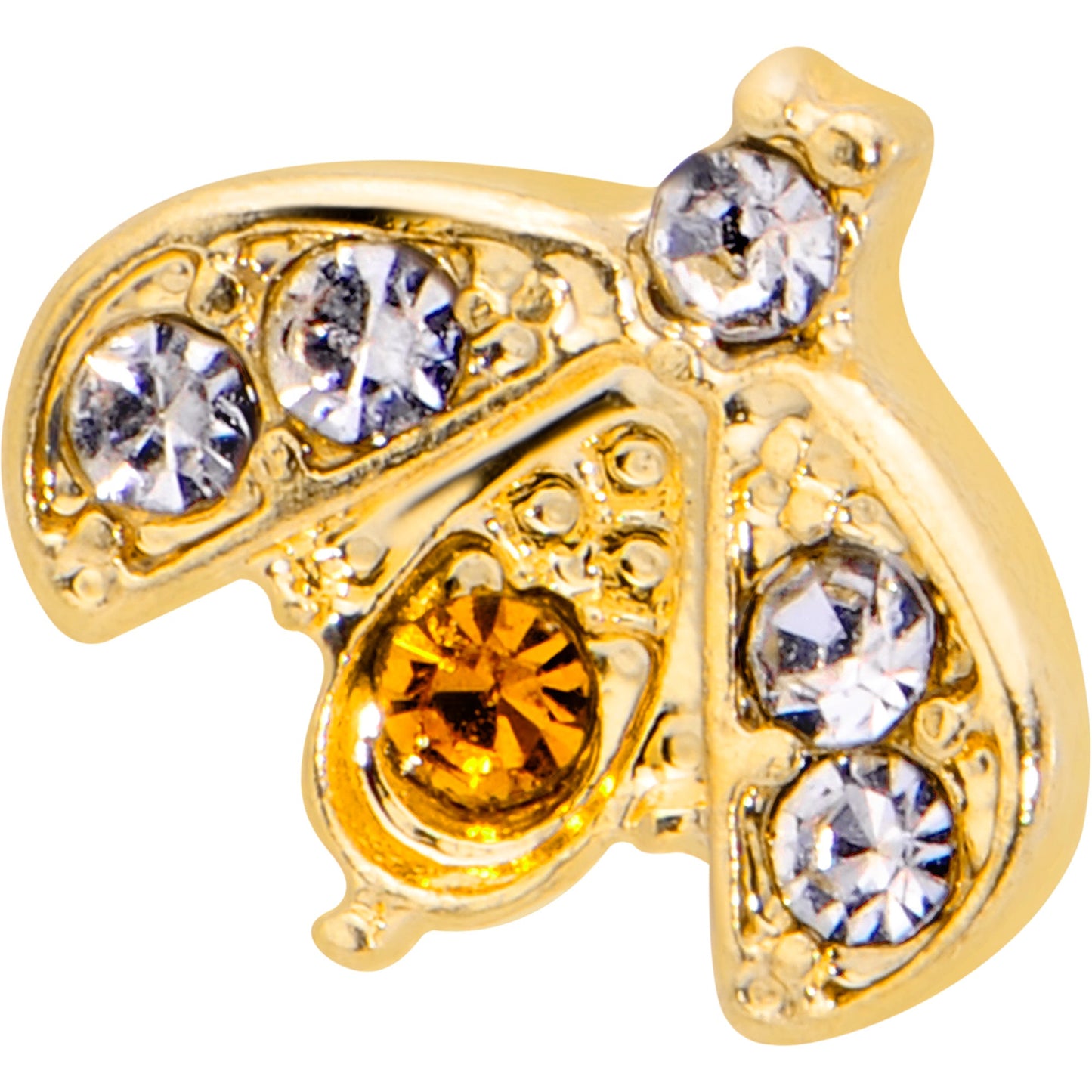 16G 5/16 Yellow Gem Gold Tone Fashion Winged Bug Labret Monroe Tragus
