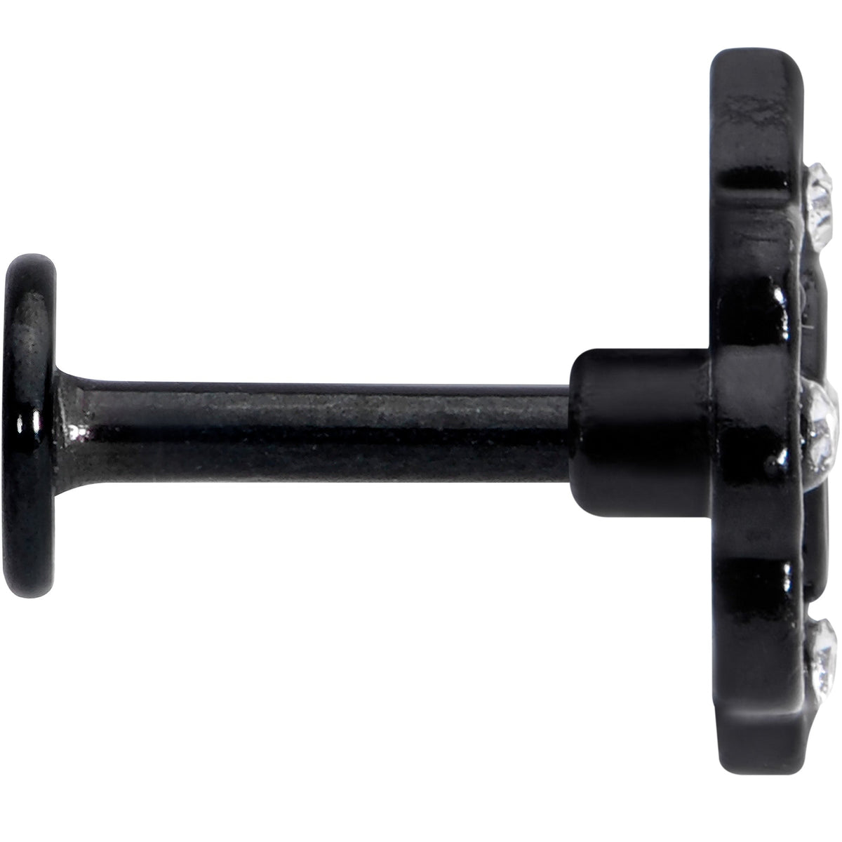 16G 1/4 CZ Faux Tourmaline Black Lacy Drop Labret