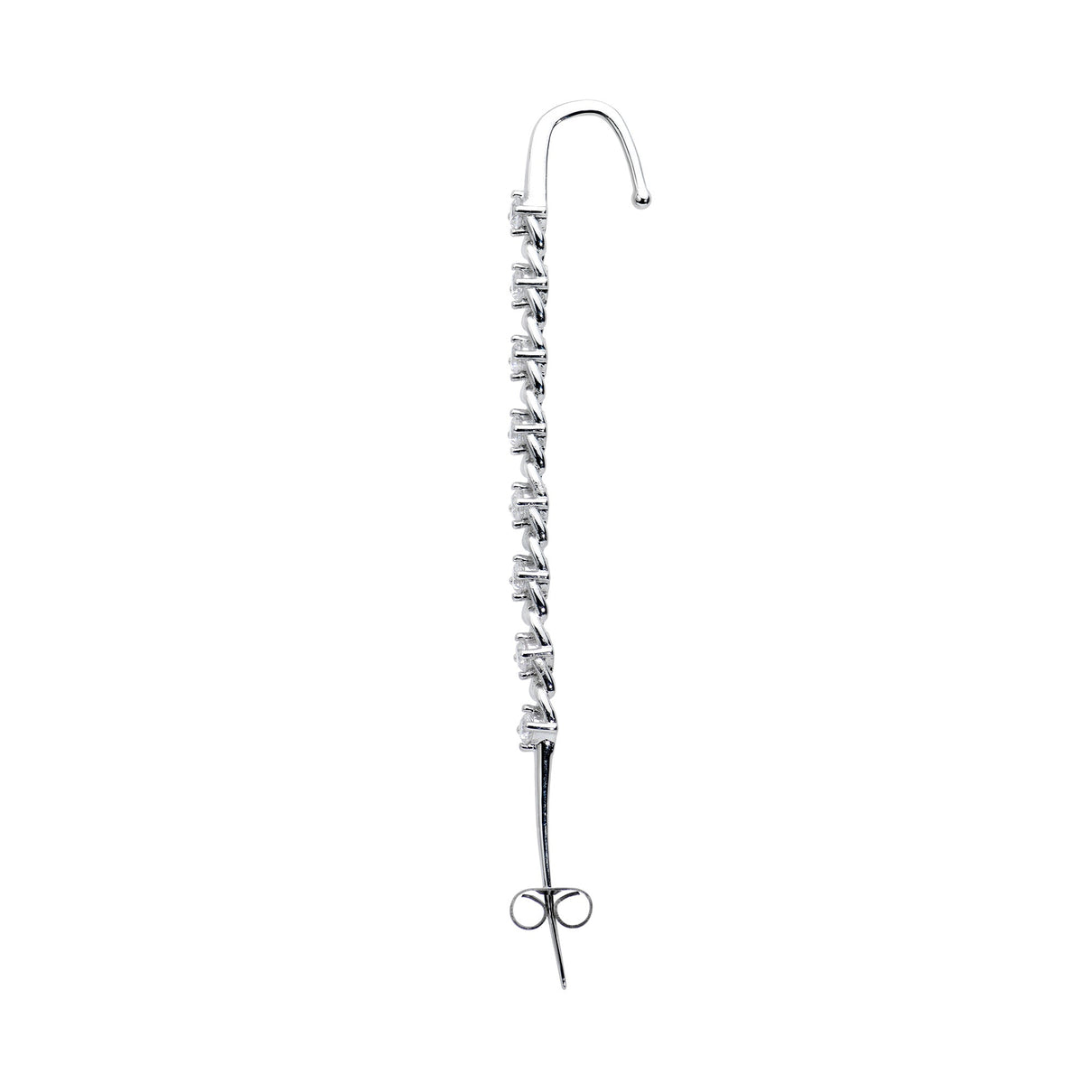 Clear CZ Gem Links Ear Cuff Bar Earring