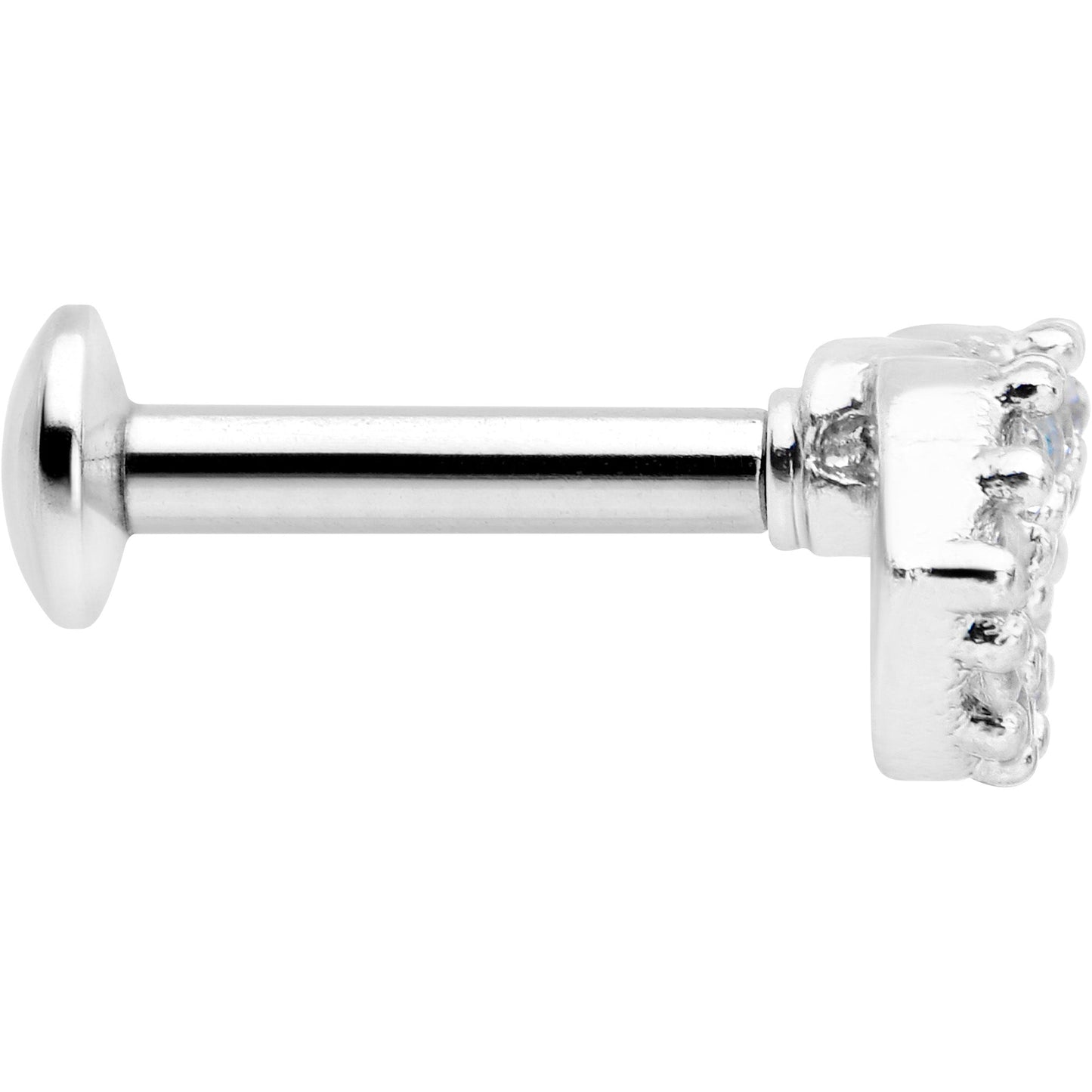 16G 1/4 Clear CZ Gem Kissy Lips Threadless Labret Tragus