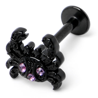 16G 5/16 Purple Gem Black Chic Crab Labret Monroe Tragus