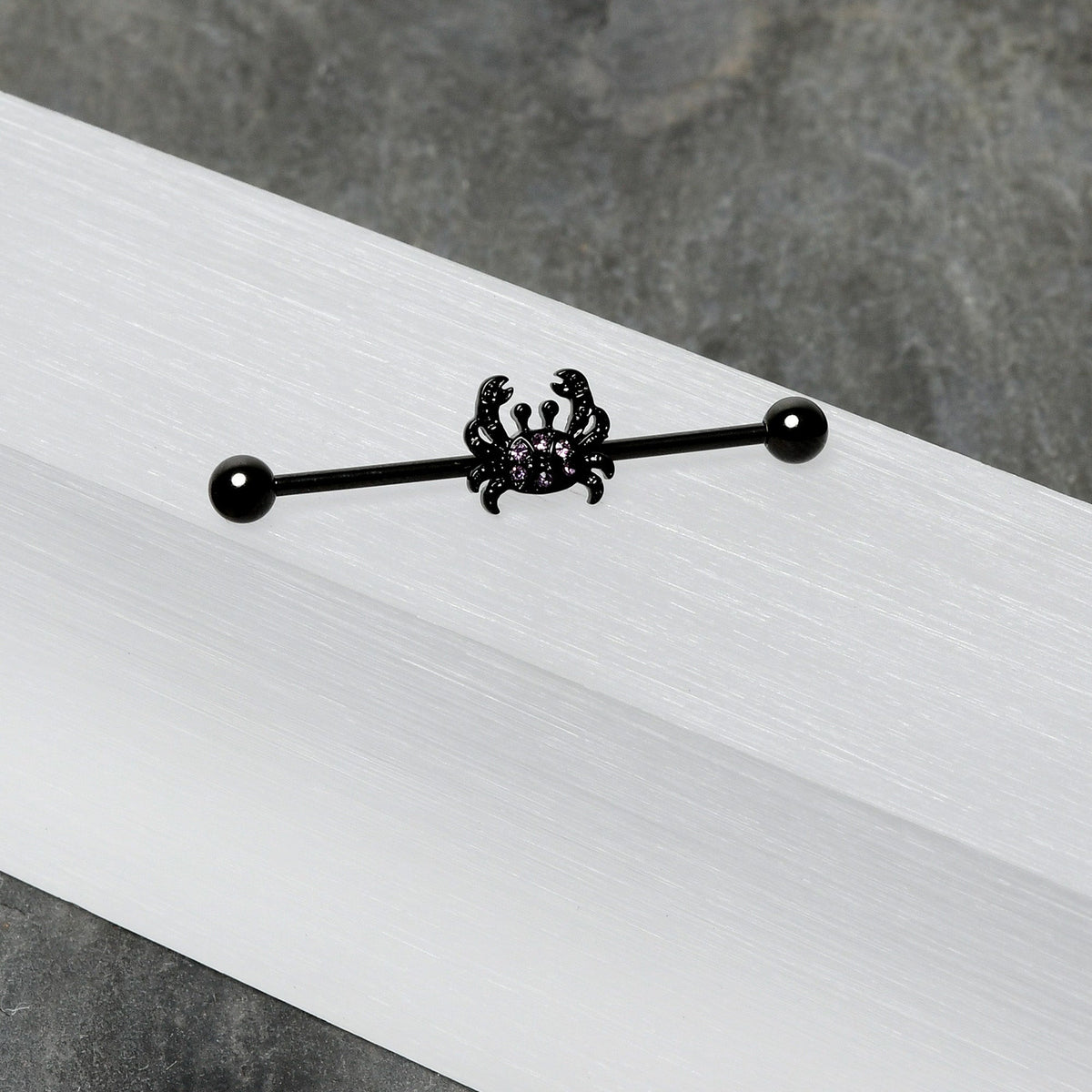 14G Purple Gem Black Chic Crab Industrial Barbell 38mm