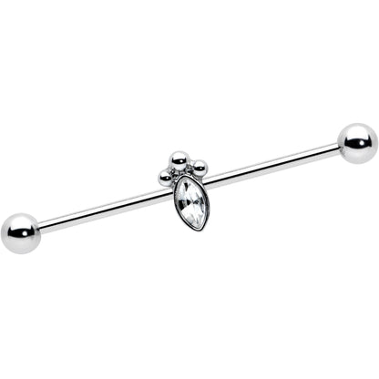 14G Gem Deco Oval Industrial Barbell 38mm