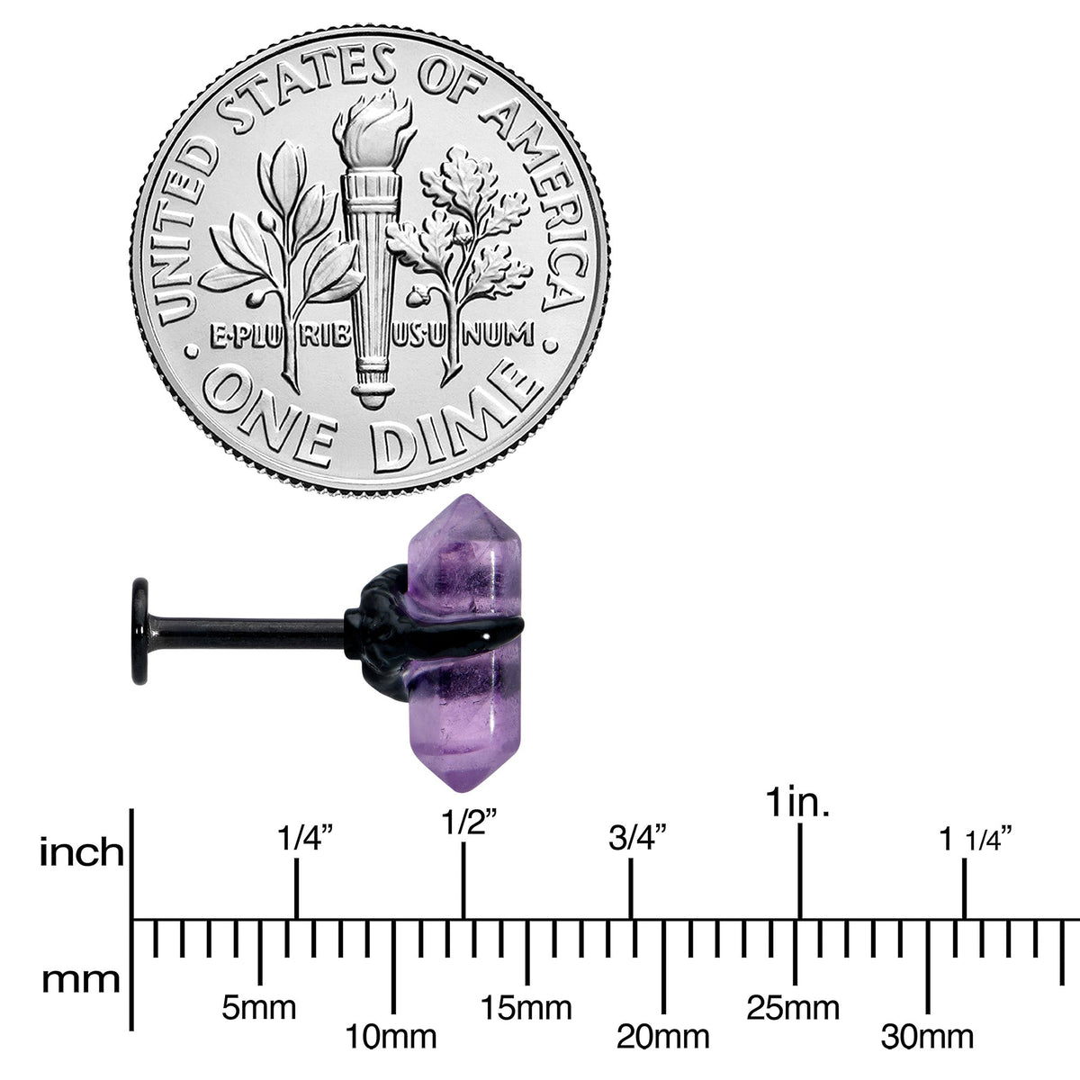 16G 5/16 Purple Amethyst Black Claw Obelisk Labret Monroe Tragus