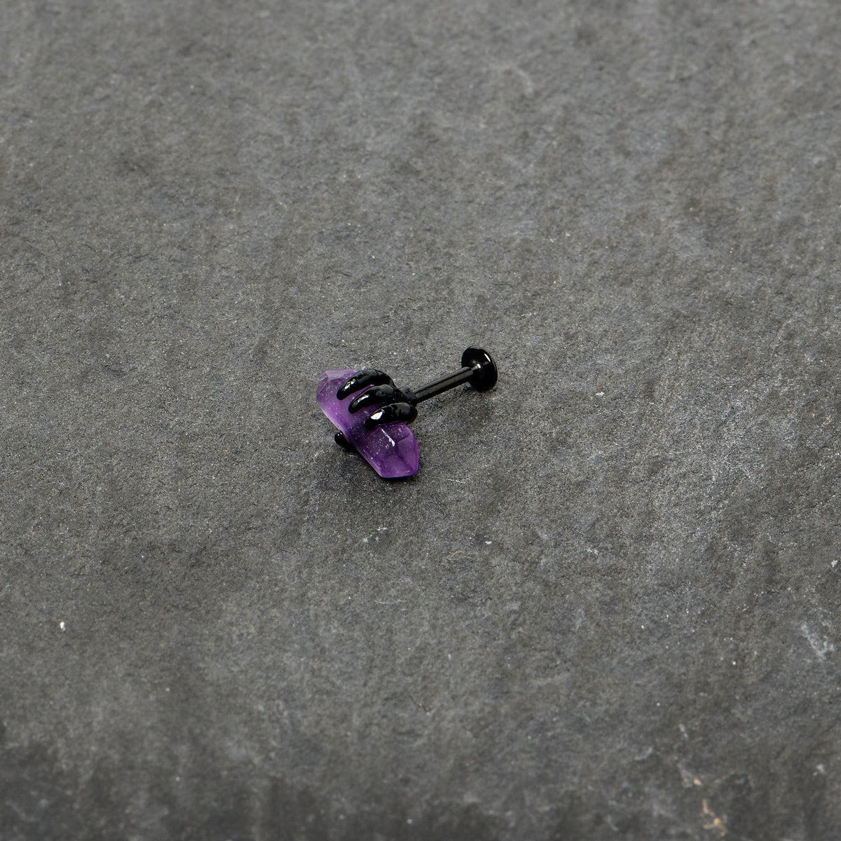 16G 5/16 Purple Amethyst Black Claw Obelisk Labret Monroe Tragus