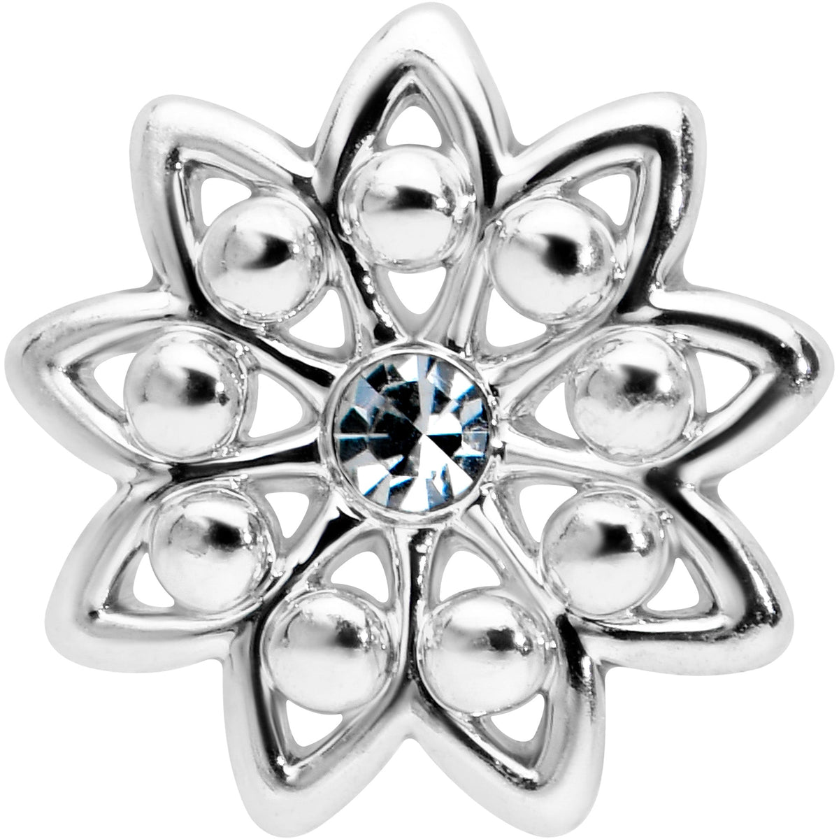 20G 7mm Clear Gem Elegant Starry Flower L Shape Nose Ring