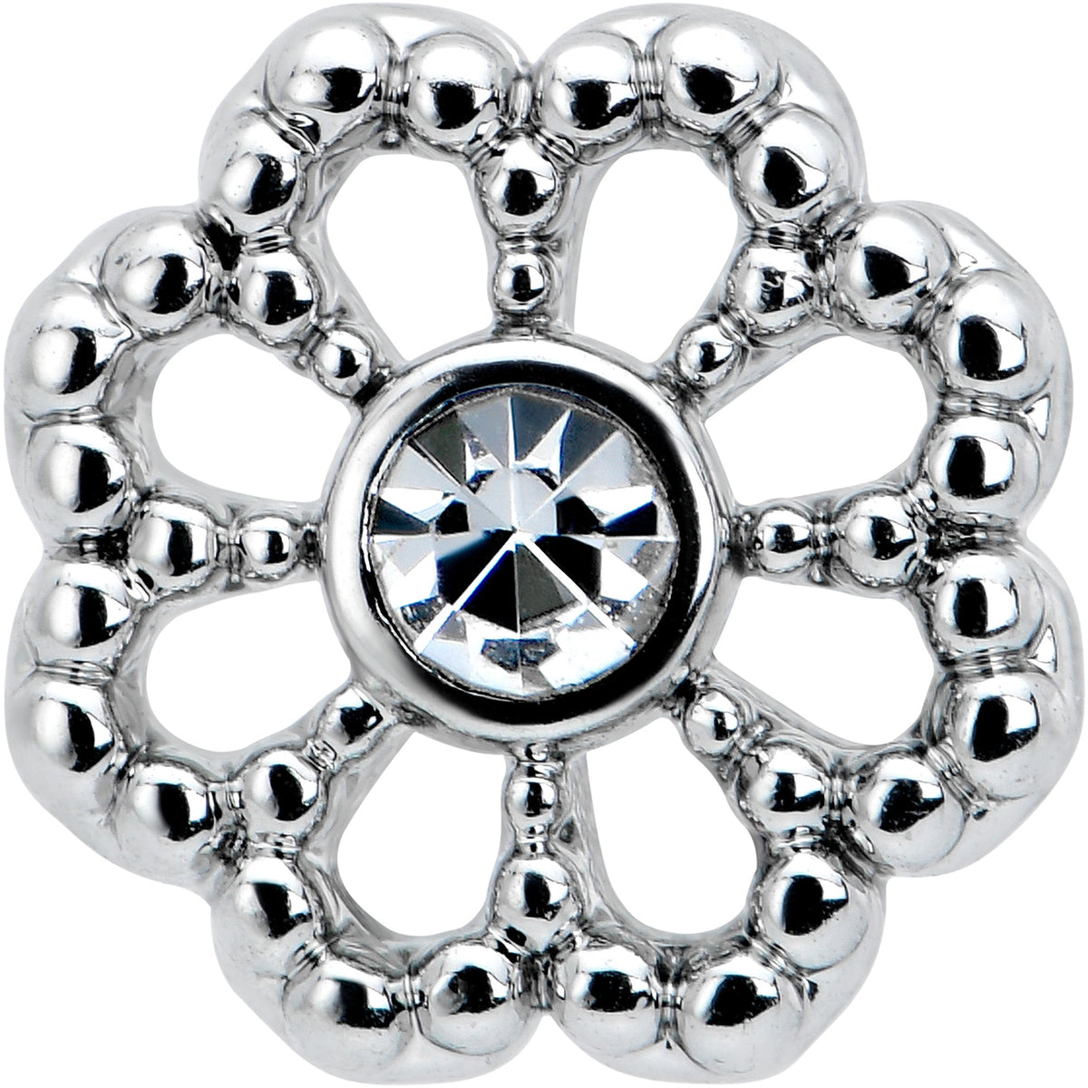 20G 7mm Clear Gem Epic Fabulous Flower L Shape Nose Ring