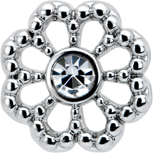 20G 7mm Clear Gem Epic Fabulous Flower L Shape Nose Ring