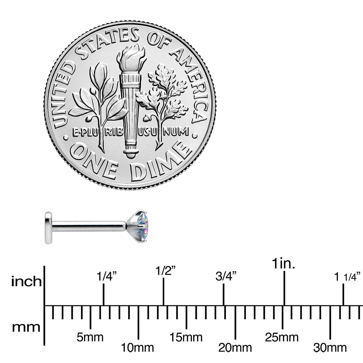 16G 5/16 Vitrail CZ ASTM F-136 Implant Grade Titanium Threadless Heart End Labret