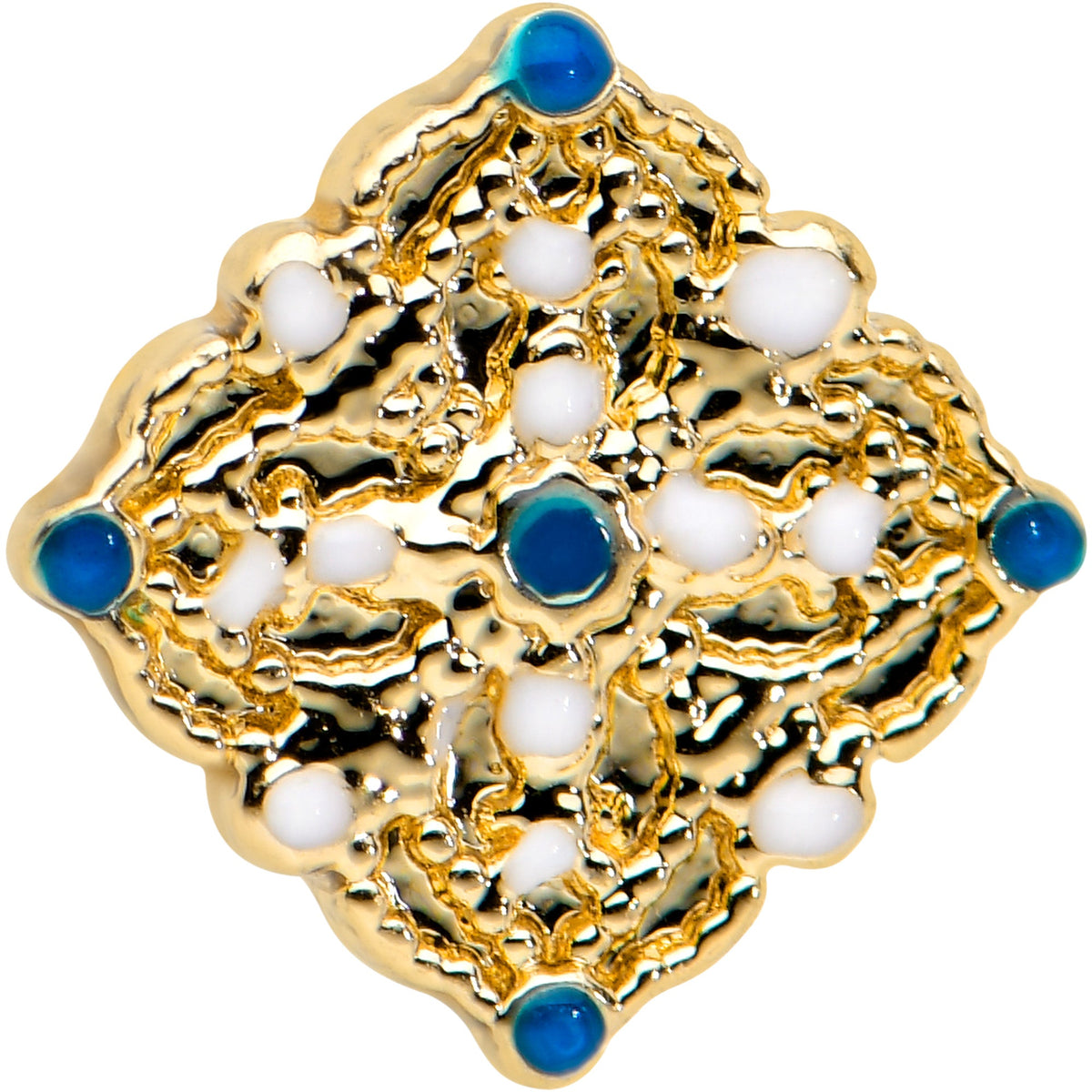 20G 1/4 Gold Tone Lacy Rhombus L Shape Nose Ring