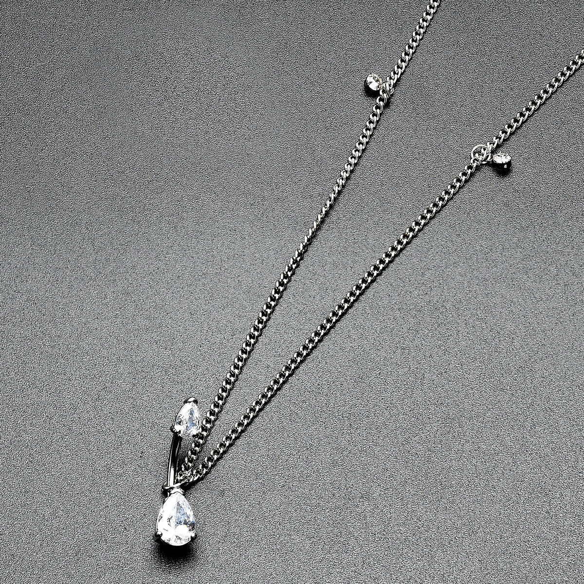 Clear Gem Double Drop Double Mount Belly Ring Belly Chain