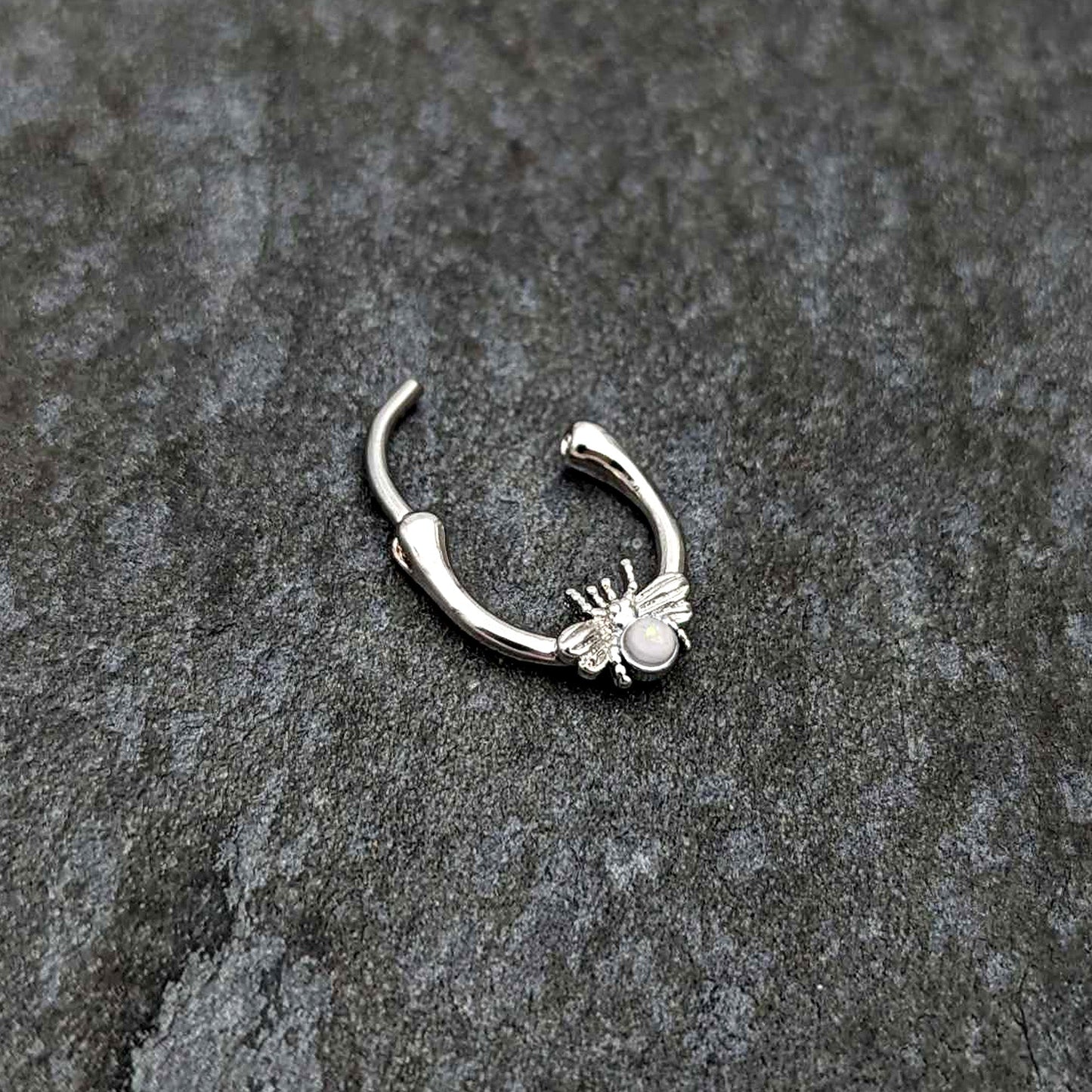 16G 5/16 White Faux Opal Ultra Fly Cartilage Clicker