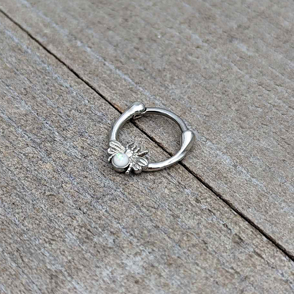 16G 5/16 White Faux Opal Ultra Fly Cartilage Clicker