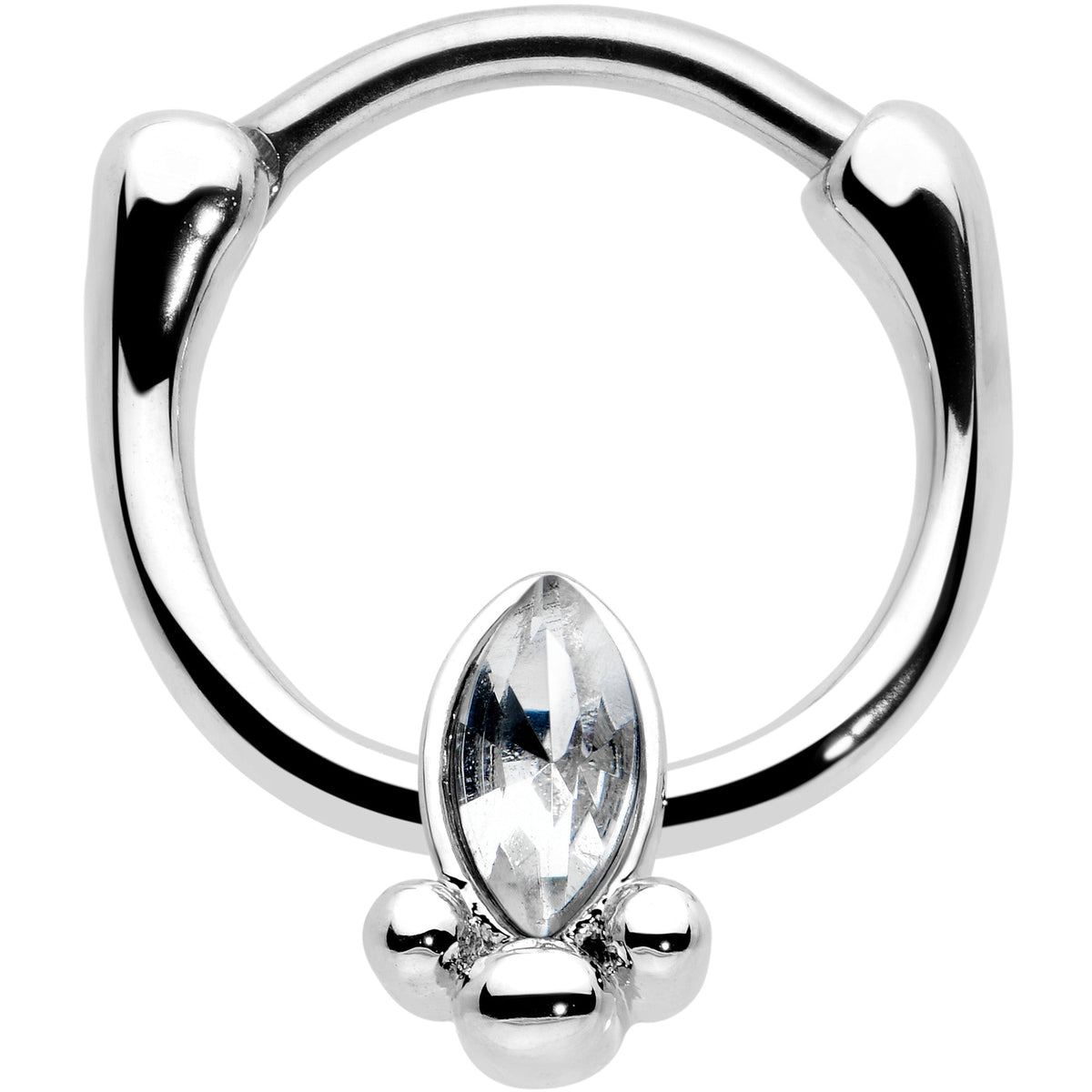 16G 5/16 Clear Gem Deco Oval Cartilage Clicker