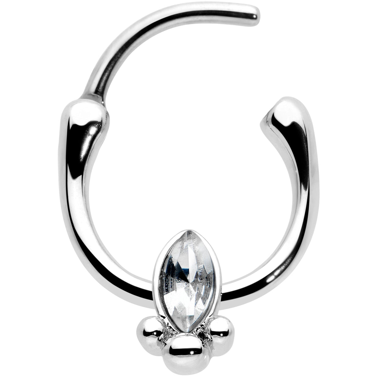 16G 5/16 Clear Gem Deco Oval Cartilage Clicker