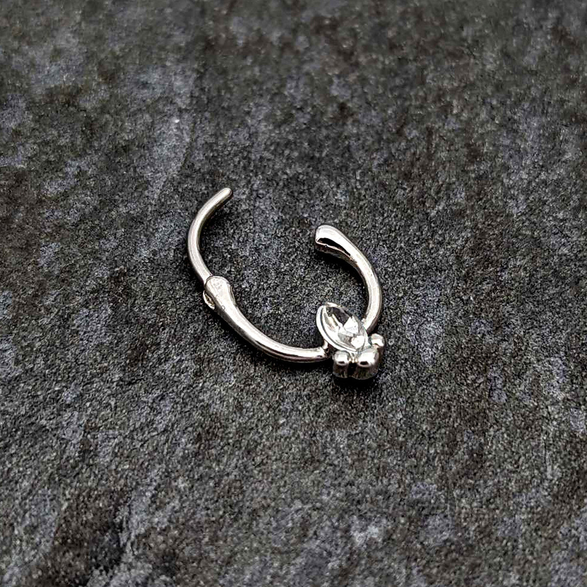16G 5/16 Clear Gem Deco Oval Cartilage Clicker