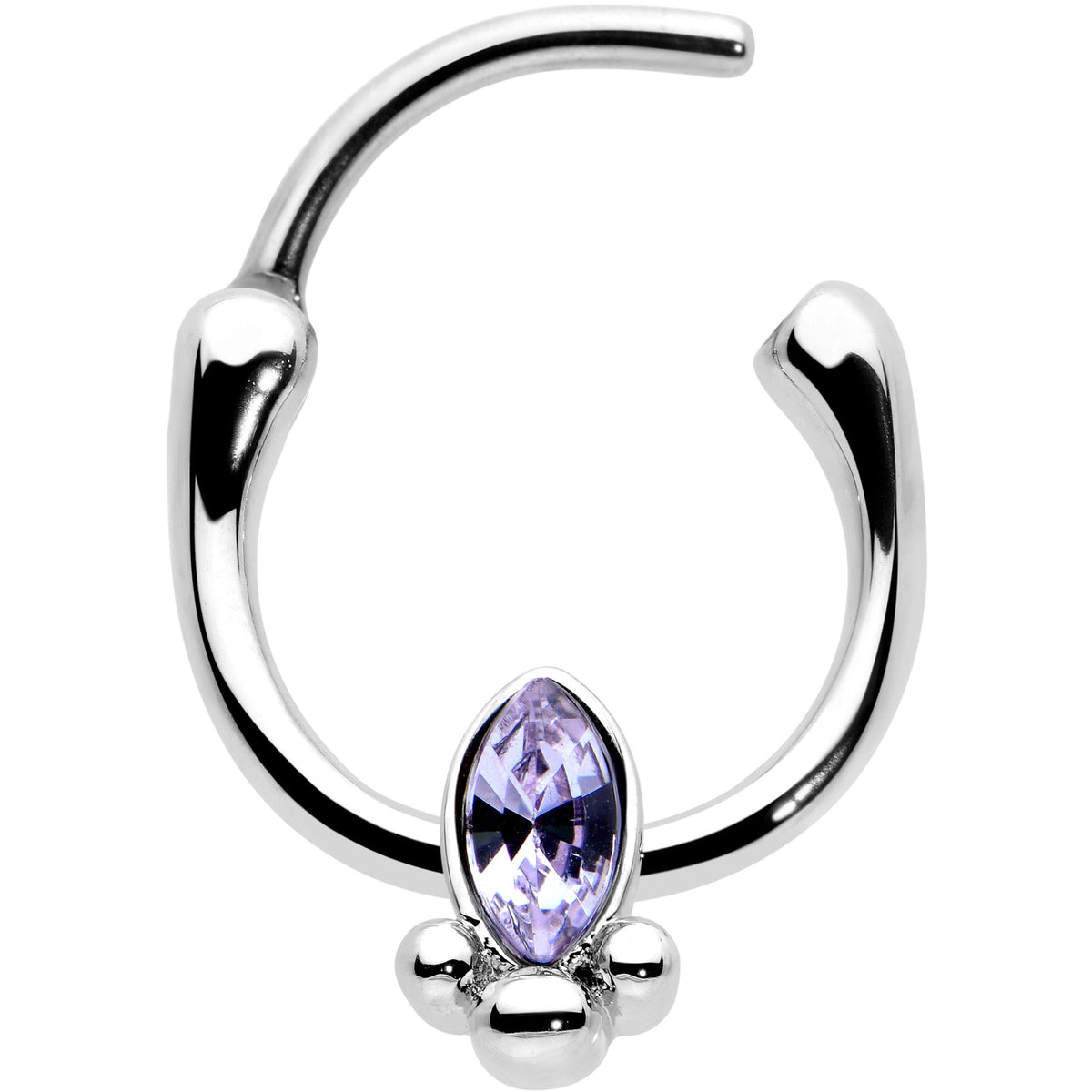 16G 5/16 Purple Gem Deco Oval Cartilage Clicker
