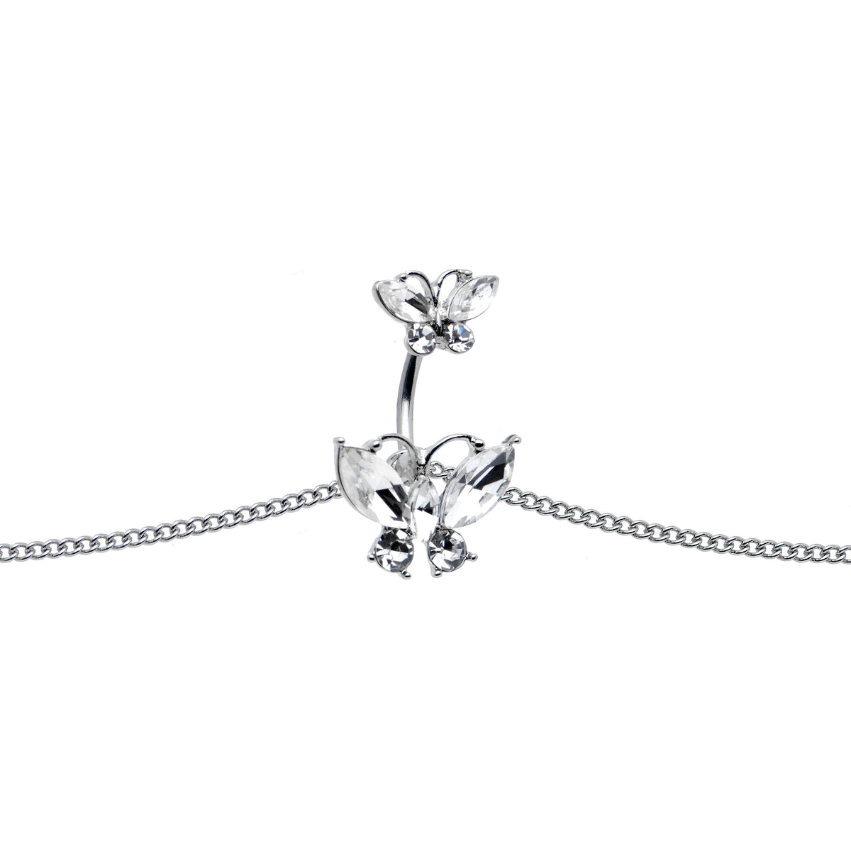 Clear Gem Butterfly Beauties Double Mount Belly Ring Belly Chain