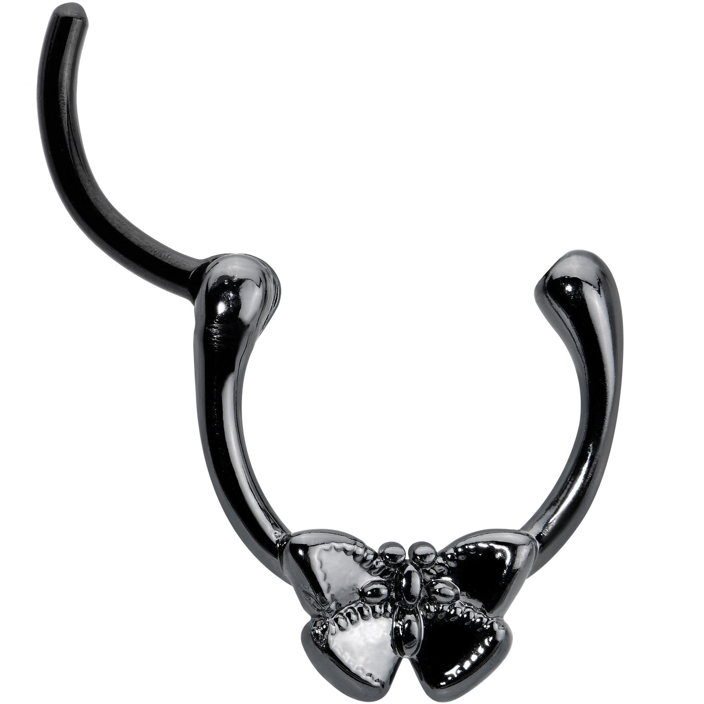 16G 3/8 Black Textured Simple Butterfly Cartilage Clicker