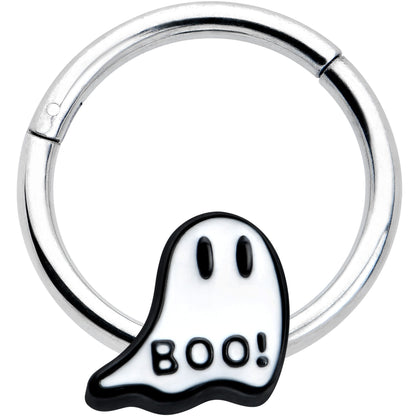 16G 3/8 White Ghost Glow in the Dark Halloween Hinged Segment Ring