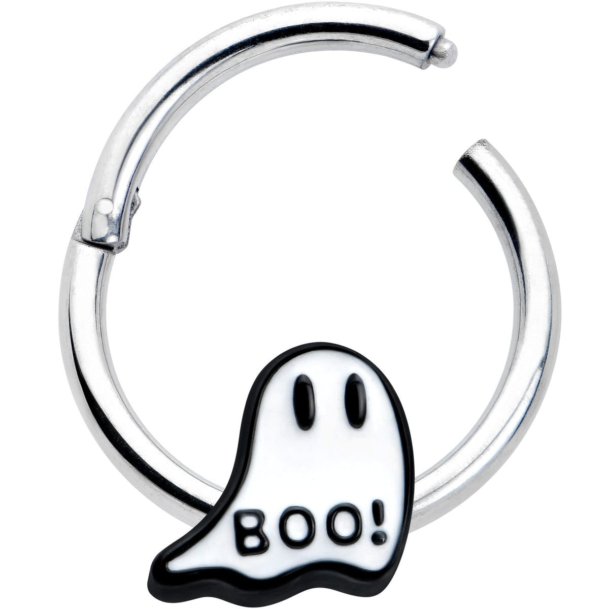 16G 3/8 White Ghost Glow in the Dark Halloween Hinged Segment Ring